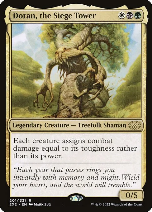 Doran, the Siege Tower, carta Magic di tipo Legendary Creature — Treefolk Shaman illustrata da Mark Zug