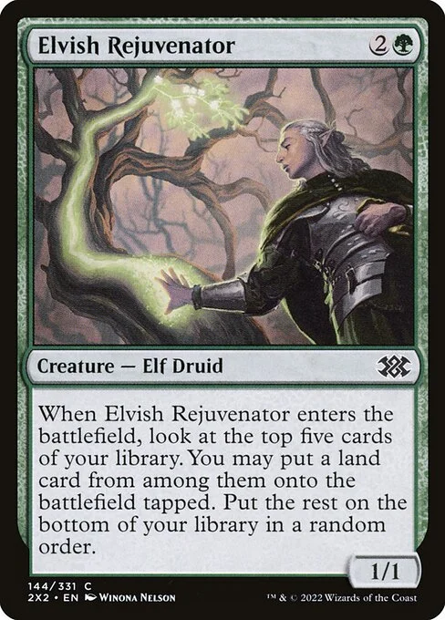 Elvish Rejuvenator, carta Magic di tipo Creature — Elf Druid illustrata da Winona Nelson