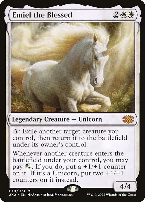 Emiel the Blessed, carta Magic di tipo Legendary Creature — Unicorn illustrata da Antonio José Manzanedo
