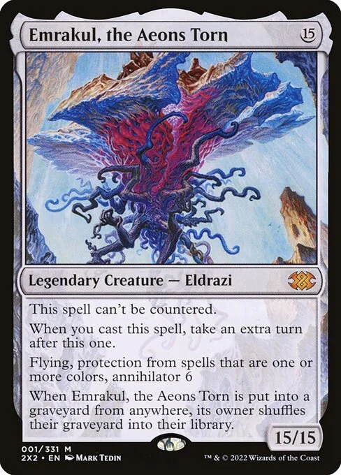 Emrakul, the Aeons Torn, carta Magic di tipo Legendary Creature — Eldrazi illustrata da Mark Tedin