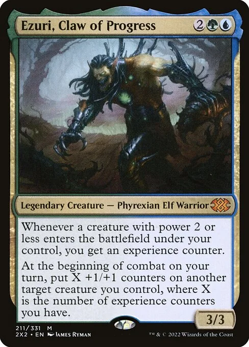 Ezuri, Claw of Progress, carta Magic di tipo Legendary Creature — Phyrexian Elf Warrior illustrata da James Ryman