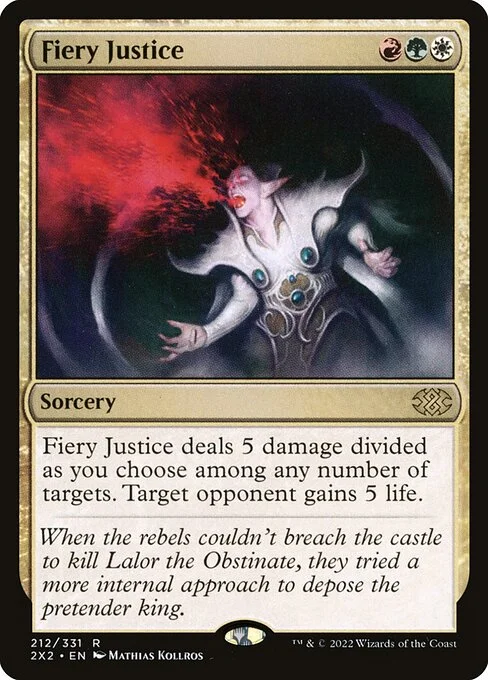 Fiery Justice, carta Magic di tipo Sorcery illustrata da Mathias Kollros