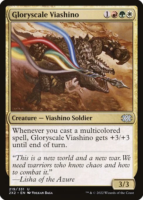 Gloryscale Viashino, carta Magic di tipo Creature — Lizard Soldier illustrata da Volkan Baǵa