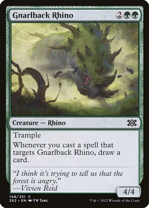 Gnarlback Rhino, carta Magic di tipo Creature — Rhino illustrata da YW Tang