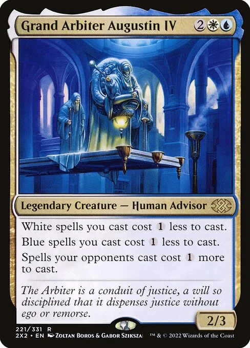Grand Arbiter Augustin IV, carta Magic di tipo Legendary Creature — Human Advisor illustrata da Zoltan Boros & Gabor Szikszai