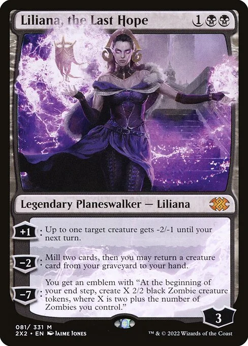Liliana, the Last Hope, carta Magic di tipo Legendary Planeswalker — Liliana illustrata da Jaime Jones