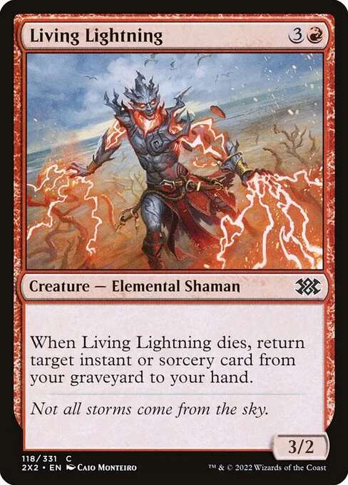Living Lightning, carta Magic di tipo Creature — Elemental Shaman illustrata da Caio Monteiro