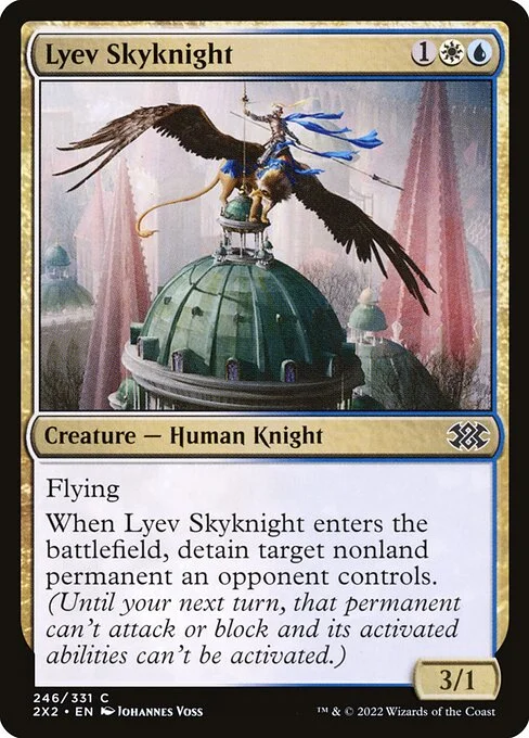 Lyev Skyknight, carta Magic di tipo Creature — Human Knight illustrata da Johannes Voss