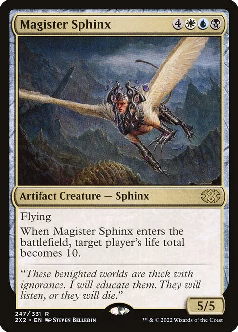 Magister Sphinx, carta Magic di tipo Artifact Creature — Sphinx illustrata da Steven Belledin