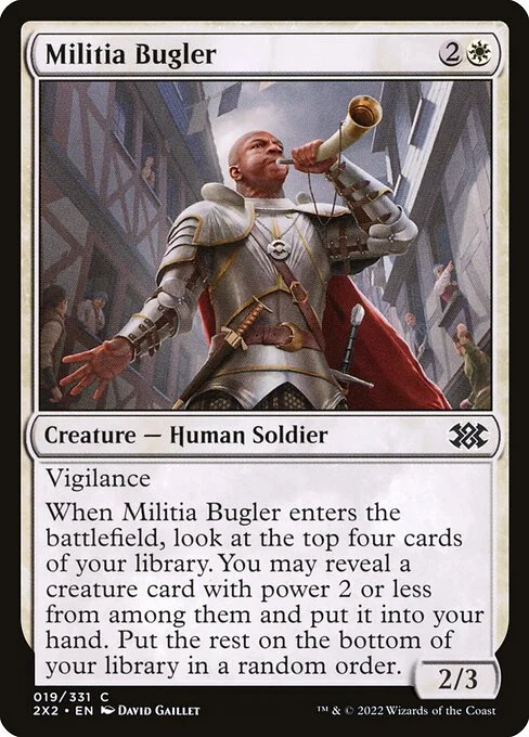 Militia Bugler, carta Magic di tipo Creature — Human Soldier illustrata da David Gaillet