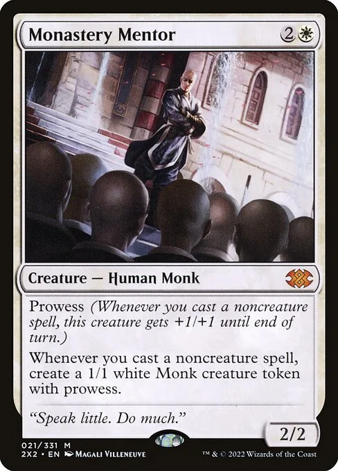 Monastery Mentor, carta Magic di tipo Creature — Human Monk illustrata da Magali Villeneuve