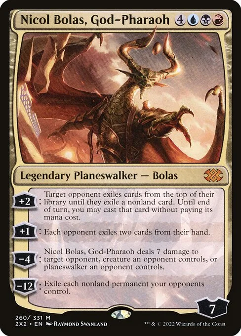 Nicol Bolas, God-Pharaoh, carta Magic di tipo Legendary Planeswalker — Bolas illustrata da Raymond Swanland