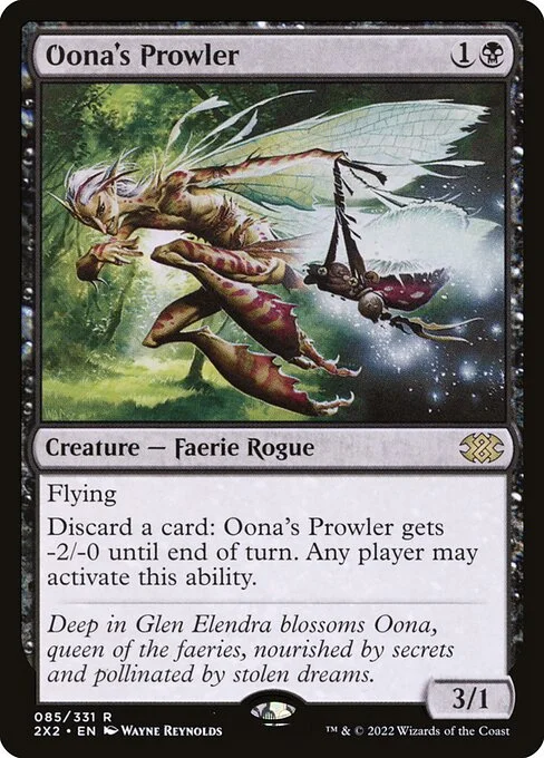Oona's Prowler, carta Magic di tipo Creature — Faerie Rogue illustrata da Wayne Reynolds
