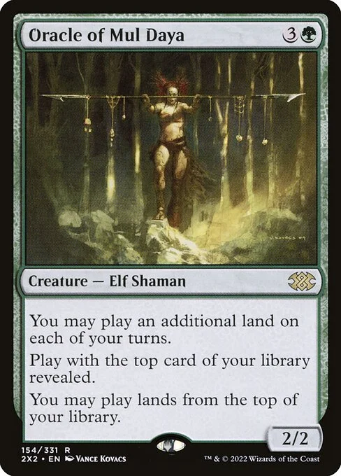 Oracle of Mul Daya, carta Magic di tipo Creature — Elf Shaman illustrata da Vance Kovacs