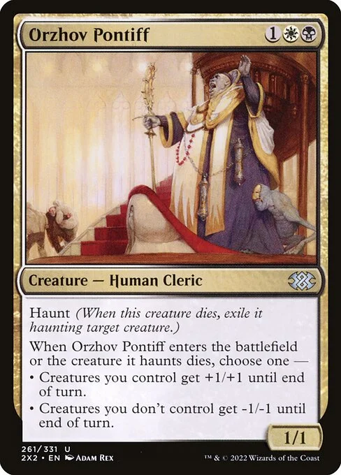Orzhov Pontiff, carta Magic di tipo Creature — Human Cleric illustrata da Adam Rex