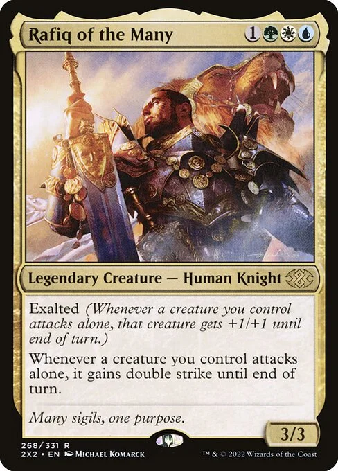 Rafiq of the Many, carta Magic di tipo Legendary Creature — Human Knight illustrata da Michael Komarck