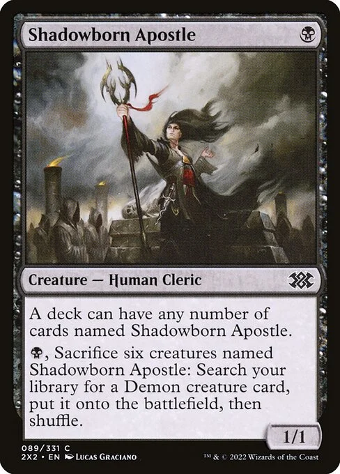 Shadowborn Apostle, carta Magic di tipo Creature — Human Cleric illustrata da Lucas Graciano