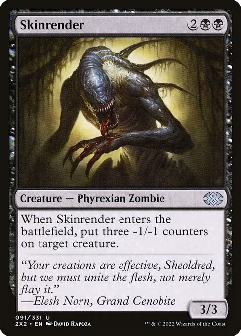 Skinrender, carta Magic di tipo Creature — Phyrexian Zombie illustrata da David Rapoza