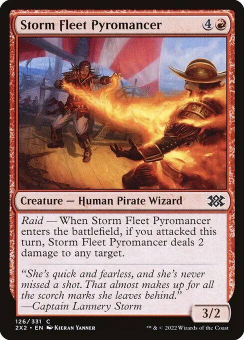 Storm Fleet Pyromancer, carta Magic di tipo Creature — Human Pirate Wizard illustrata da Kieran Yanner