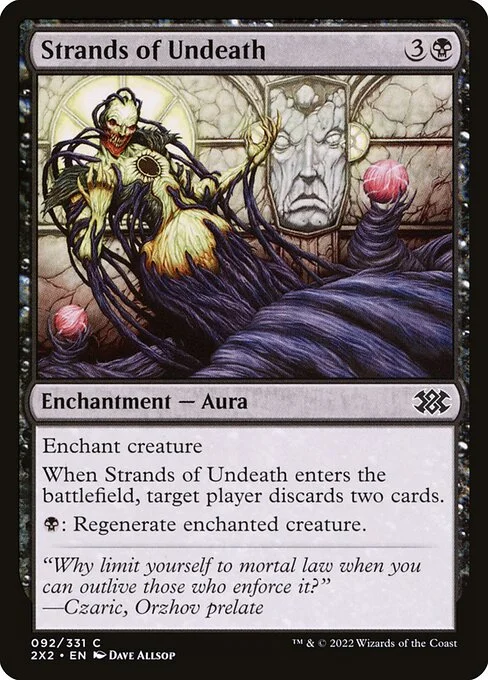 Strands of Undeath, carta Magic di tipo Enchantment — Aura illustrata da Dave Allsop