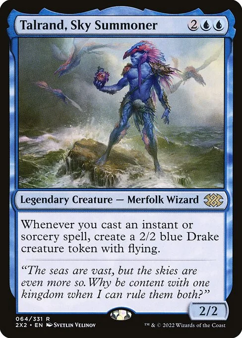 Talrand, Sky Summoner, carta Magic di tipo Legendary Creature — Merfolk Wizard illustrata da Svetlin Velinov