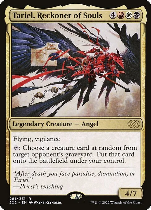 Tariel, Reckoner of Souls, carta Magic di tipo Legendary Creature — Angel illustrata da Wayne Reynolds