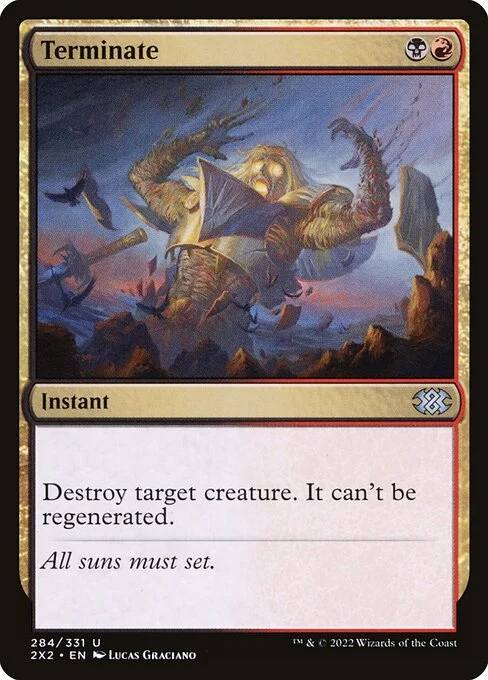 Terminate, carta Magic di tipo Instant illustrata da Lucas Graciano