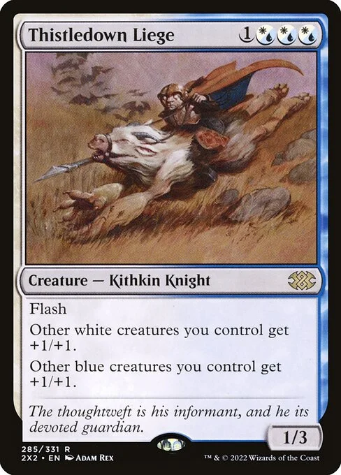 Thistledown Liege, carta Magic di tipo Creature — Kithkin Knight illustrata da Adam Rex