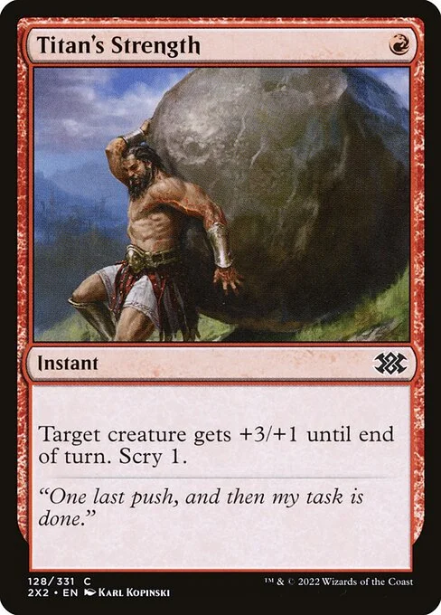 Titan's Strength, carta Magic di tipo Instant illustrata da Karl Kopinski