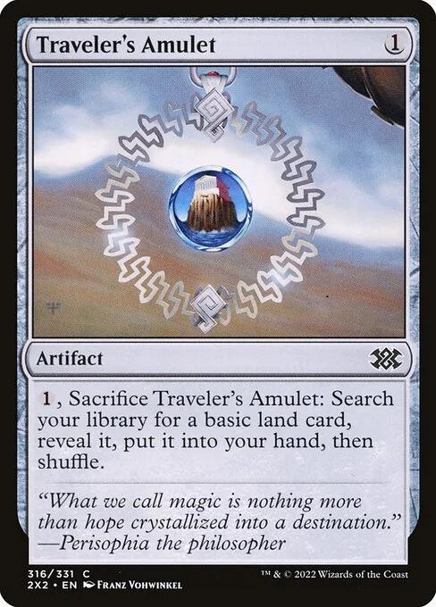 Traveler's Amulet, carta Magic di tipo Artifact illustrata da Franz Vohwinkel