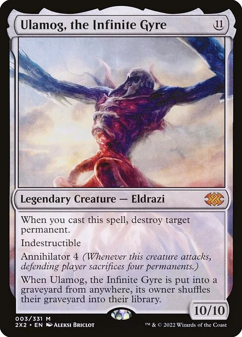 Ulamog, the Infinite Gyre, carta Magic di tipo Legendary Creature — Eldrazi illustrata da Aleksi Briclot