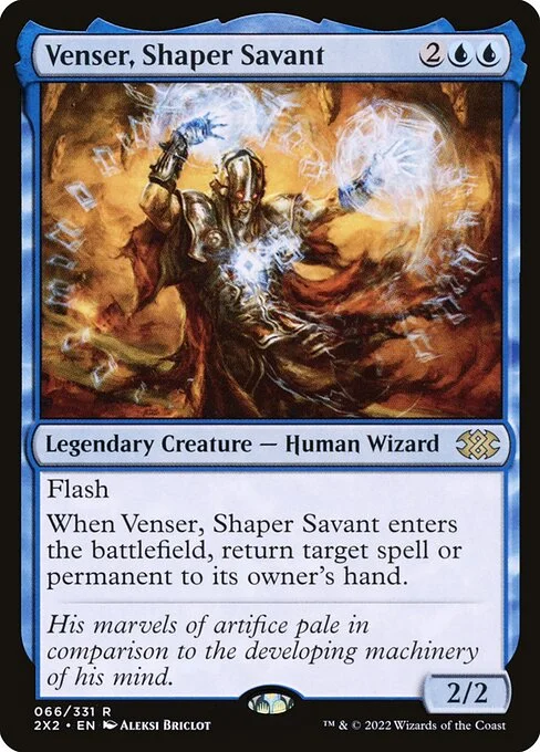 Venser, Shaper Savant, carta Magic di tipo Legendary Creature — Human Wizard illustrata da Aleksi Briclot