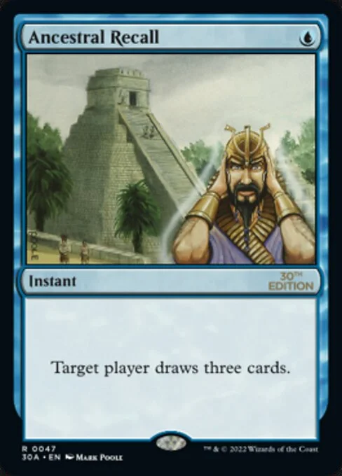 Ancestral Recall, carta Magic di tipo Instant illustrata da Mark Poole