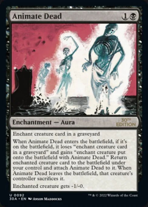 Animate Dead, carta Magic di tipo Enchantment — Aura illustrata da Anson Maddocks