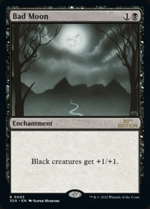 Bad Moon, carta Magic di tipo Enchantment illustrata da Jesper Myrfors