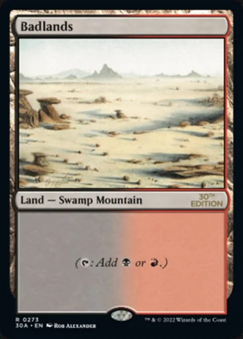 Badlands, carta Magic di tipo Land — Swamp Mountain illustrata da Rob Alexander