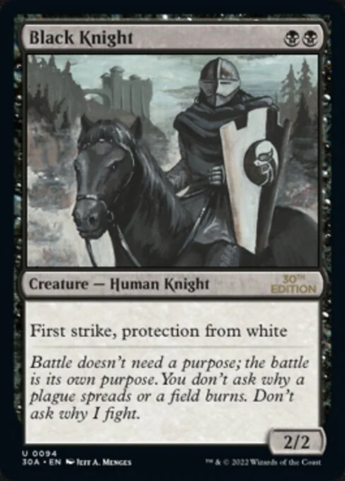Black Knight, carta Magic di tipo Creature — Human Knight illustrata da Jeff A. Menges