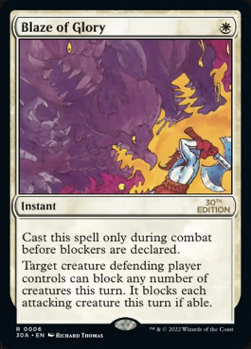 Blaze of Glory, carta Magic di tipo Instant illustrata da Richard Thomas
