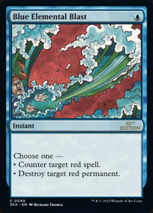 Blue Elemental Blast, carta Magic di tipo Instant illustrata da Richard Thomas