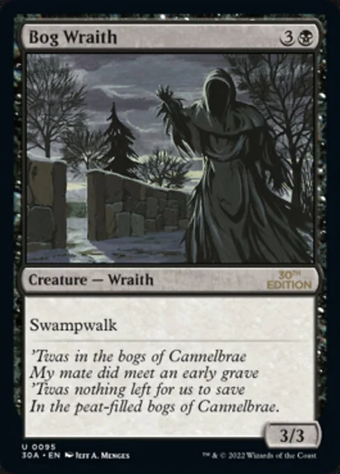 Bog Wraith, carta Magic di tipo Creature — Wraith illustrata da Jeff A. Menges