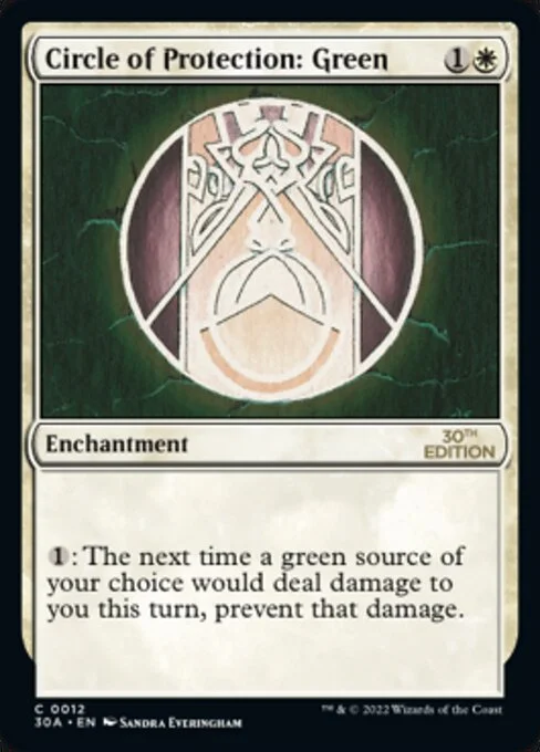 Circle of Protection: Green, carta Magic di tipo Enchantment illustrata da Sandra Everingham