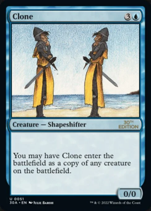 Clone, carta Magic di tipo Creature — Shapeshifter illustrata da Julie Baroh