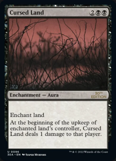 Cursed Land, carta Magic di tipo Enchantment — Aura illustrata da Jesper Myrfors