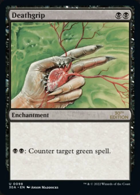 Deathgrip, carta Magic di tipo Enchantment illustrata da Anson Maddocks