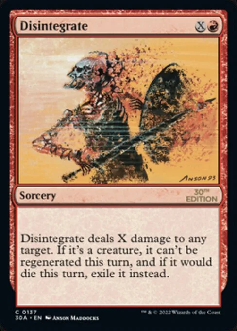 Disintegrate, carta Magic di tipo Sorcery illustrata da Anson Maddocks