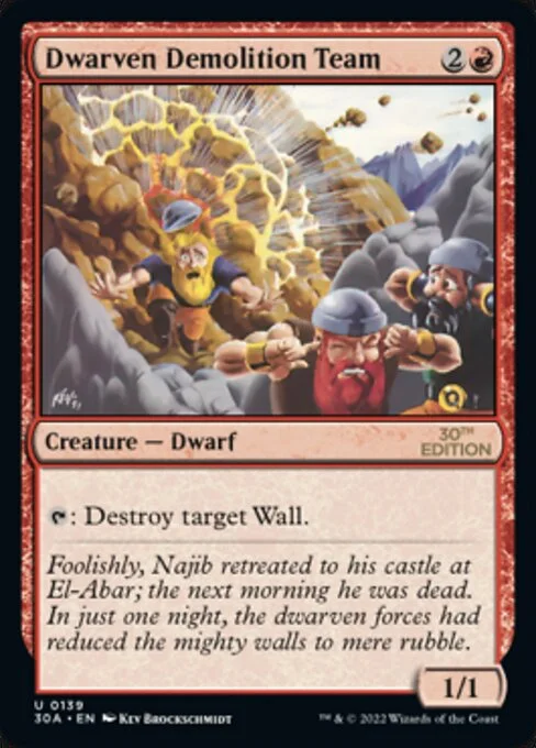 Dwarven Demolition Team, carta Magic di tipo Creature — Dwarf illustrata da Kev Brockschmidt