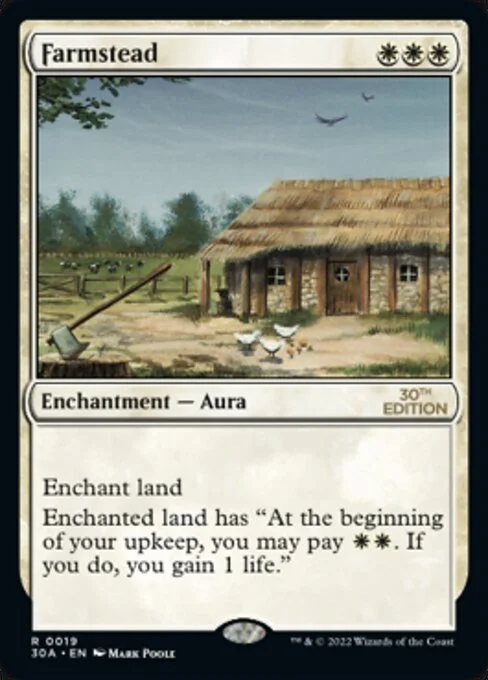 Farmstead, carta Magic di tipo Enchantment — Aura illustrata da Mark Poole