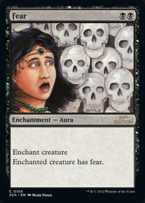 Fear, carta Magic di tipo Enchantment — Aura illustrata da Mark Poole