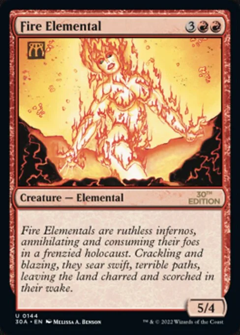 Fire Elemental, carta Magic di tipo Creature — Elemental illustrata da Melissa A. Benson