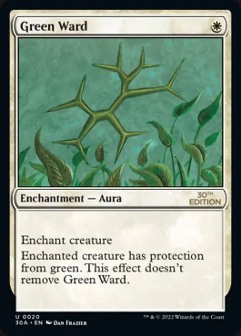 Green Ward, carta Magic di tipo Enchantment — Aura illustrata da Dan Frazier